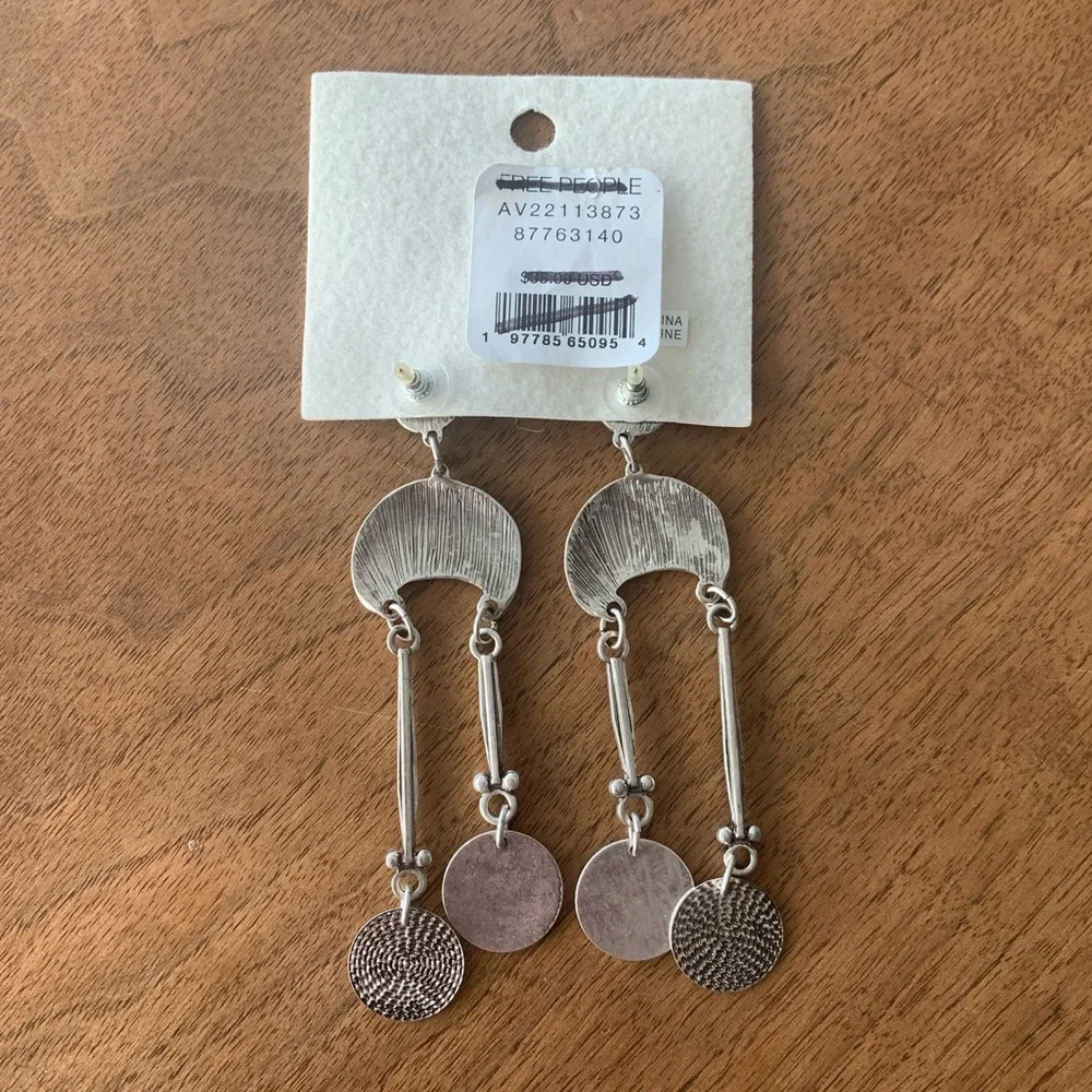 Free People Silver-Tone Textured Dangle Earrings